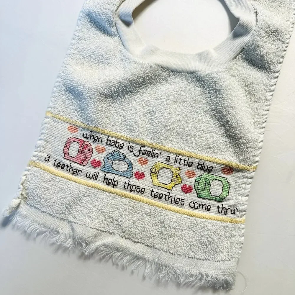 Vintage Bundle Of 3 Square Terry Cloth Unisex Bibs